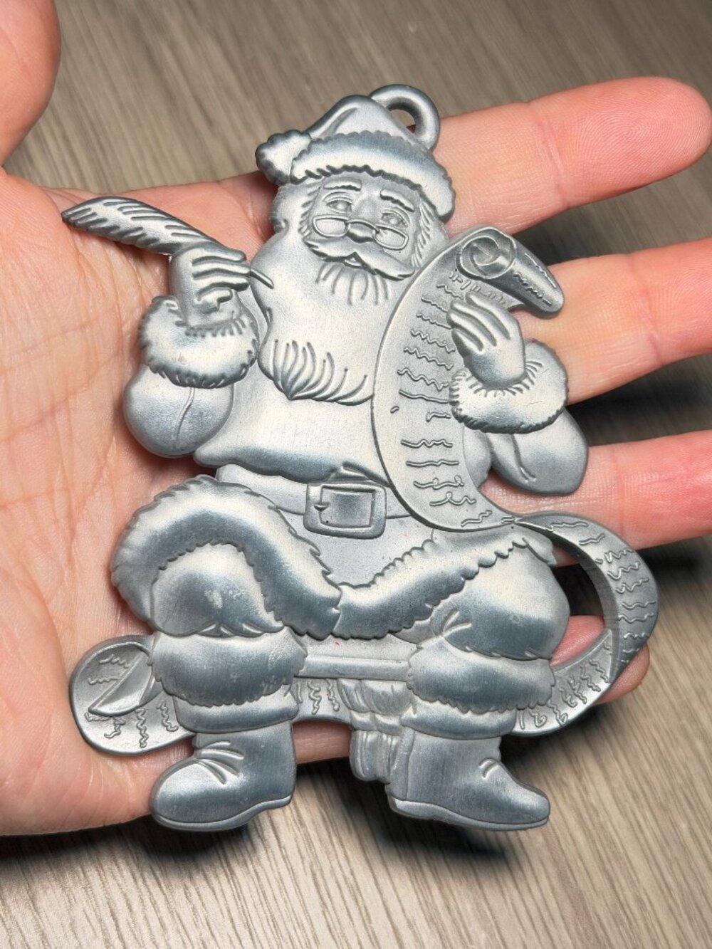 Vintage Santa’s Wonderland Bass Pro Shops Pewter Christmas Ornament 4”